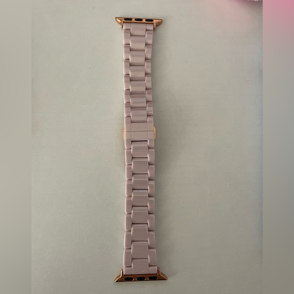 Coach Ladies' Pink Ceramic Apple Watch Bracelet
